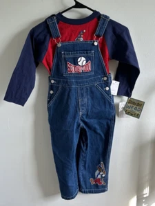 Cartoon Network Scooby Doo Wear Blue Denim Overalls & Shirt Baseball Size 4T NEW - Picture 1 of 15