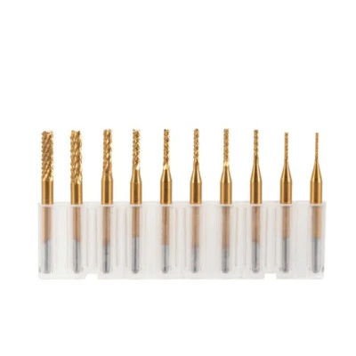 10pcs CNC Machine Router Bit PCB Carbide End Mill Tools 3.175 Diameter Cutting B - Image 1 of 4