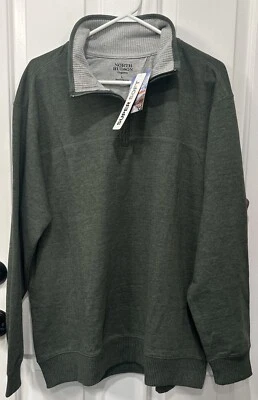 North Hudson Outfitters 男式 L 码 1/4 拉链运动衫松针希瑟 — 第 1/4 张图片