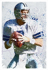 Troy Aikman - Splatter Art Poster Druck - Bild 1 von 2