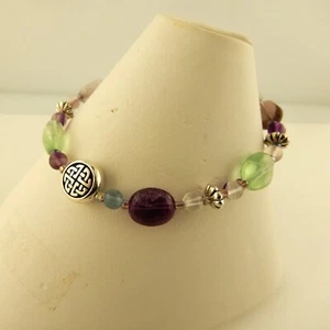 Celtic Knot Genuine Fluorite gemstone beaded bracelet w/ Czech glass beads - Picture 1 of 3