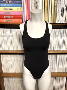 Alo Ladies S 8 10 Body Sleek Back Bodysuit Tank Racerback Black - Picture 1 of 18