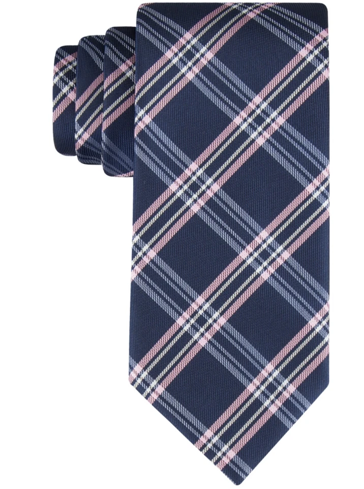 Corbata a cuadros de sarga Tommy Hilfiger para hombre azul marino/rosa Foto 1 de 1