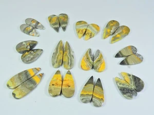 210Cts. Natural Bumble Bee Jasper Pair Pear Cabochon Gemstone 12 Pair Lot - Picture 1 of 9