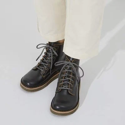 BIRKENSTOCK BIRMINGHAM LACE WOMEN BLACK BOTTINES EN CUIR NOIR LARGEUR ÉTROITE - Photo 1/4