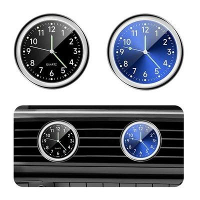 2 PCS Mini Car Clock, Round Shape Luminous Vehicle Dashboard Clock, Sturdy Cl... - Image 1 of 4