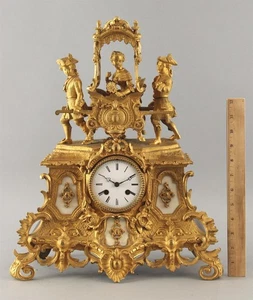 Antike französische Dore Gold vergoldete Bronze Royal Sedan Stuhl Skulptur Uhr aus dem 19. Jh. - Bild 1 von 15