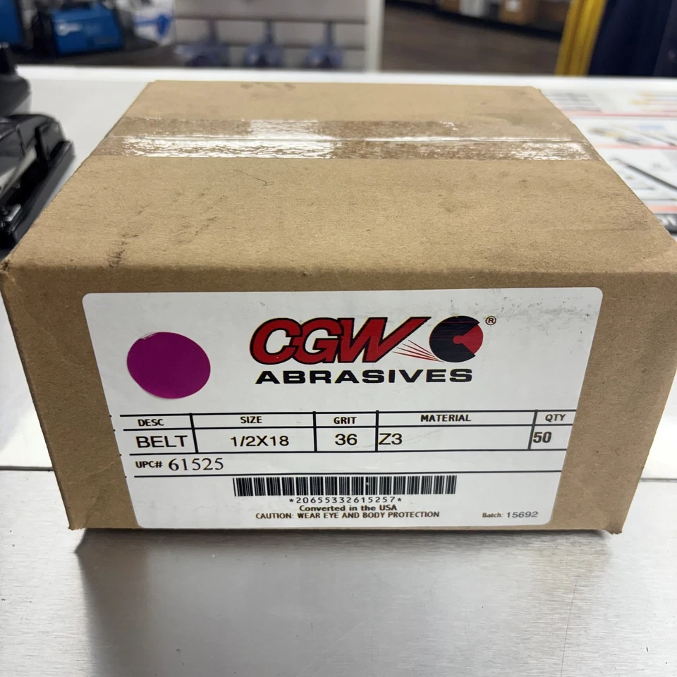 Cinturón abrasivo estrecho CGW 61525, 1/2 pulgada de ancho x 18 pulgadas de largo, 36/extra grueso, Z3 Foto 1 de 1