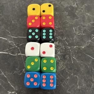 NEW Dice Set of 12 - 6colors / 2 dice each. - Picture 1 of 7