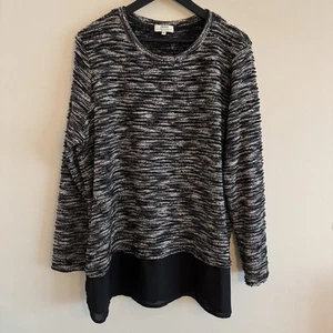 PAPAYA Black Mix Glitter SIZE 20-22 UK Long Sleeve Mock Hem Jumper - Picture 1 of 8