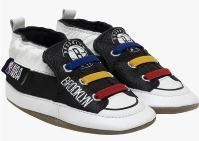 ZAPATOS SIN CORDONES BEBÉ ROBEEZ SUELA SUAVE NBA Brooklyn Nets 12-18 meses nuevos Foto 1 de 4