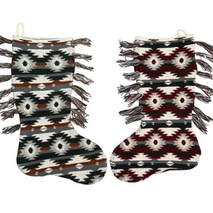 Conjunto de decoración navideña con flecos de medias de punto suroeste patrón azteca - Imagen 1 de 11