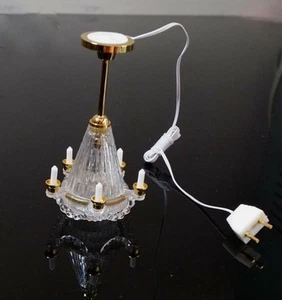 Puppenhaus Miniatur Kronleuchter Beleuchtung Stecker 5 armig 12 Volt - Bild 1 von 7