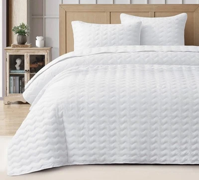 Chezmoi Collection Destiny Wavy Line Stitch Microfiber Quilt Bedspread Set - Image 1 of 4