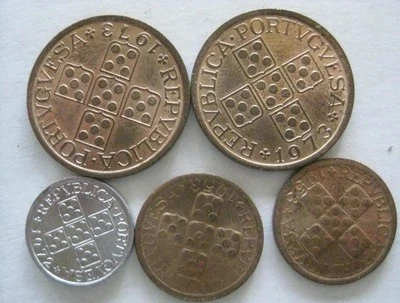 Portugal lot of 5 1972 10 centavso 1953 2 10 centavos 2 1973 50 centavos  #85 - Image 1 of 2