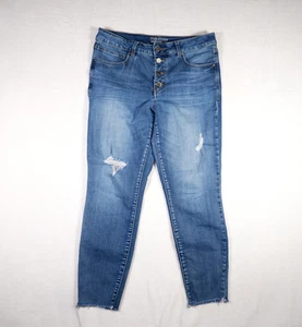 Maurices Damen Blue Jeans Everflex High Rise 12 Distressed Button Fly - Bild 1 von 13