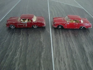2 x Matchbox Toys No.53 Mercedes Benz 220 SE (maroon SPW / dunkelrot BPW ) - Bild 1 von 4