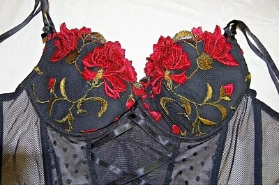 Lise Charmel Mata Hari Black/Red Plunge U/W Suspender Basque  - Image 1 of 4