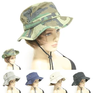 Mens Womens Boonie Military Bucket Fishing Camping Hunting Adjust Hat Wide Brim - Picture 1 of 7