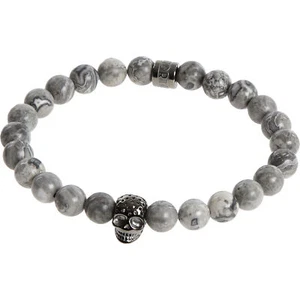 Pulsera NORTHSKULL Negro Mate Imagen Jaspe Perforado Gunmetal Calavera Char - Imagen 1 de 2