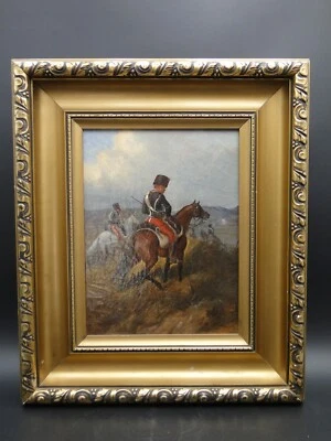 Ölbild Charles de Luna Frankreich Husaren auf Pferden Militär signiert um 1866 - Bild 1 von 4