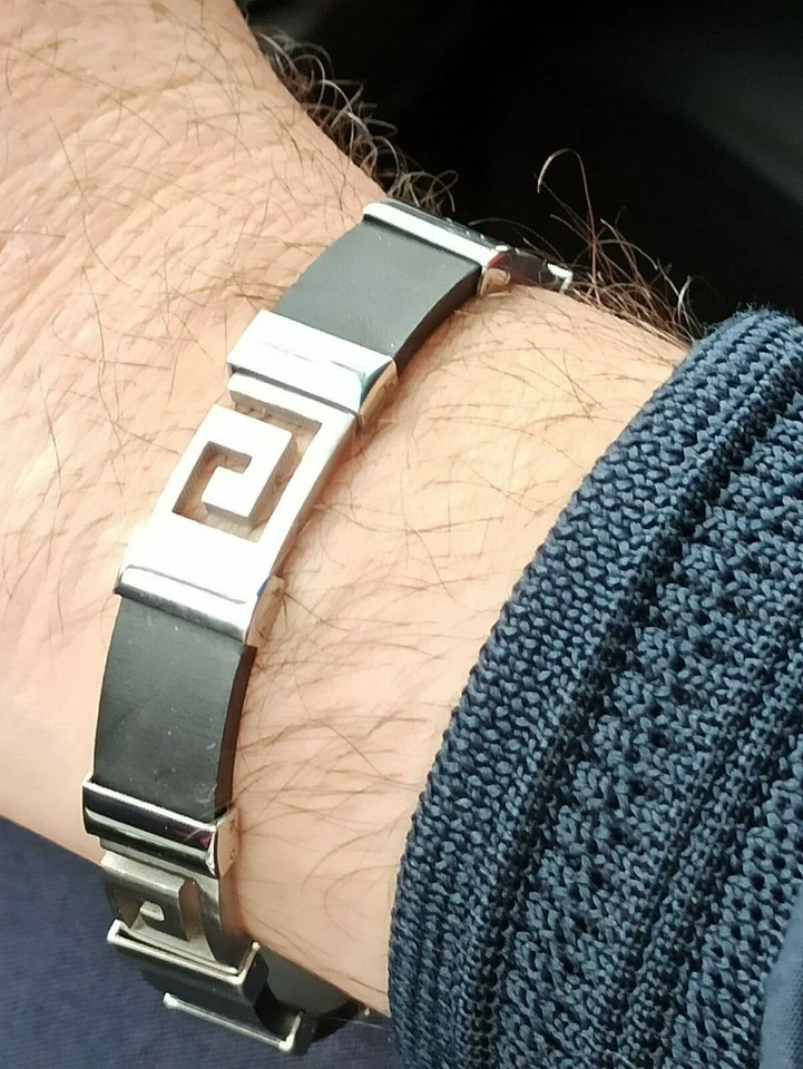 Pulsera Hombre PLATA Joyería Griega Antigua Pulsera Llave Meandro Papá Regalo Hijo HMDE Foto 1 de 4