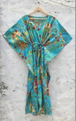 Frida Kahlo Printed Kaftan, Woman's Long kaftan, Party Wear Dress, Indian Tunic, - Image 1 of 4