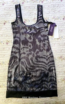 Vintage HALE BOB Zebra Print Lined Sequined Tank Dress  Small NWT MRSP $228 - Image 1 of 4