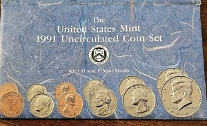 1991 United States Mint Uncirculated Coin Set Include Mint Mark Coins - Picture 1 of 2