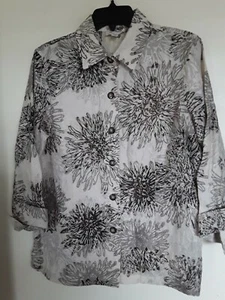 Camicia blusa Coldwater Creek avorio marrone burnout taglia M - Foto 1 di 3