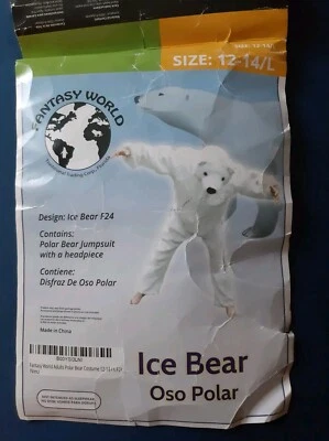 DISFRAZ DE OSO POLAR DE HIELO MUNDO DE FANTASÍA ADULTO GRANDE 12-14 Foto 1 de 4