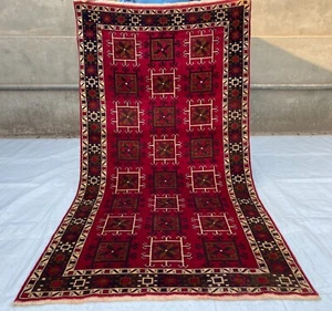4x7 Handmade Afghan Baluchi Antique Rug Traditional Turkmen Tribal Wool Carpet - Picture 1 of 19