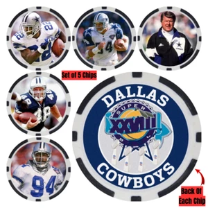 COWBOYS SUPER BOWL XXVIII PLAYERS - 5 POKER CHIP SET - Picture 1 of 2