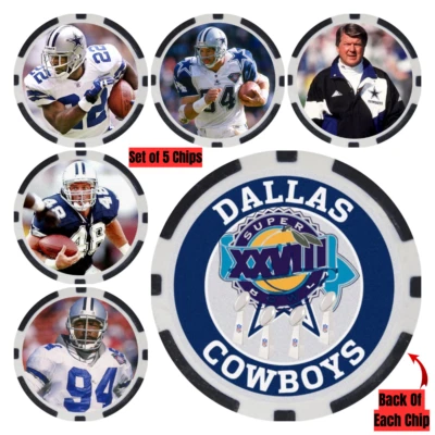 COWBOYS SUPER BOWL XXVIII PLAYERS - 5 POKER CHIP SET - Image 1 of 2