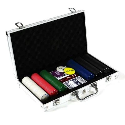 NEXOS Pokerkoffer 300 Pokerchips Pokerset mit Standard Poker Chips im Alu Koffer