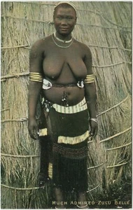 Postal zulú hermosa, étnica mujer desnuda - Sudáfrica  - Imagen 1 de 2