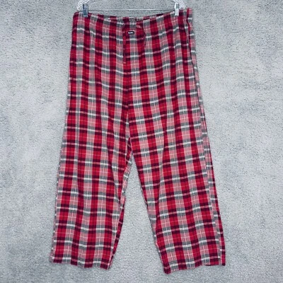 迈克高仕睡衣裤男式XL红色灰色格子休闲服睡衣抽绳 — 第 1/4 张图片