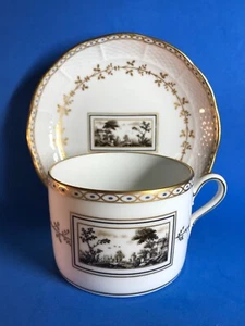 Ginori Fiesole Italian Scene Cup & Basket Weave Rim Saucer Porcelain Italy - Picture 1 of 11