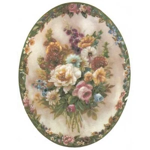 Viktorianischer gerahmter Blumenstrauß oval Überglasur Wasserrutsche Keramik Aufkleber - Bild 1 von 5