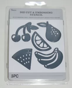 New Darice Silver Summer Fruit Theme Die Cut & Embossing Stencils 5pc Set - Picture 1 of 3