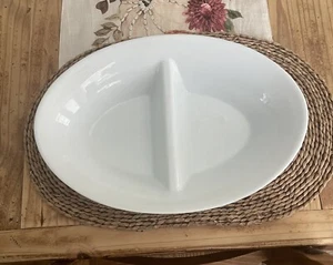 Pottery Barn Steinzeug groß weiß selten groß 14" geteilt Servierschale Schüssel Exc - Bild 1 von 7