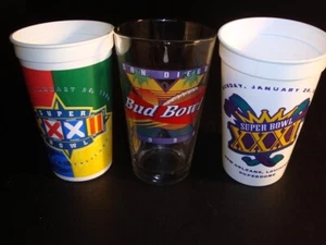 1997/1998 Super Bowl XXXI & XXXII & Bud Bowl Glasses - Picture 1 of 2