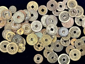 LOT OF CHINESE EMPIRE & JAPANESE COINS MANY ANCIENT 1600'S BRONZE BRASS COPPER - Picture 1 of 15