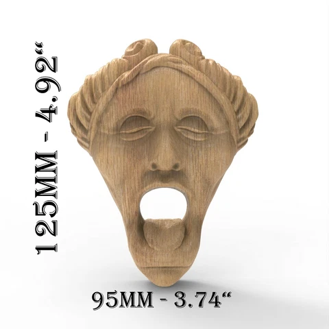 Wood Carved Fountain Ornament Green Man Face Wall Architecture Detail Door Lock Cover