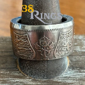 GIANT UK Queen Elizabeth Coronation COIN RING SIZE 5-13 Jewelry England Britain - Picture 1 of 6