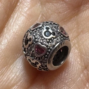Authentic Pandora x Disney Sparkling Mickey Mouse & Hearts CZ Charm 791457CZ - Picture 1 of 9
