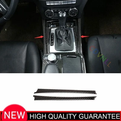 Console Gear Shift Both Side Cover Trim For Benz C-Class 07-14 Real Carbon Fiber - Image 1 of 4