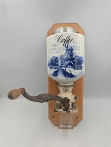 Vintage Dutch Blue Delfter Keramik Wandkaffeemühle Mahlwerk Windmühle Tasse - Bild 1 von 12