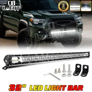 Fit Toyota Tacoma 2005-2025 32" 280W Dual Row LED Light Bar Hidden Bumper Mount - Bild 1 von 13