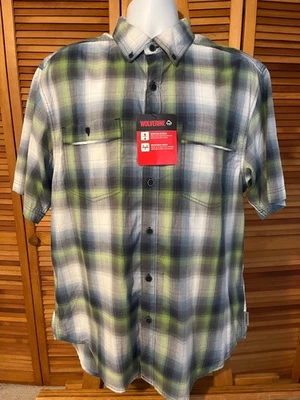 NWT WOLVERINE MEN'S SIZE LARGE SHORT SLEEVE WICKING COTTON PLAID CASUAL SHIRT - Image 1 of 4